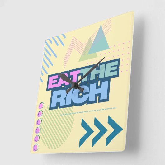 Eet de Rich 90s Vibe Clock Vierkante Klok (Hoek)