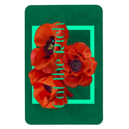Eet de Rich met de Poppie Red en Turquoise Magneet (Verticaal)