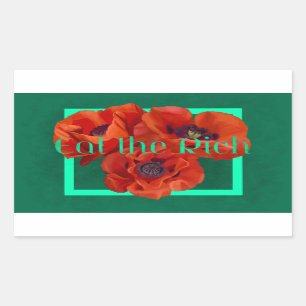 Eet de Rich met de Poppie Red en Turquoise Rechthoekige Sticker