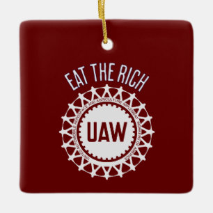 Eet de Rich UAW Strike Keramisch Ornament