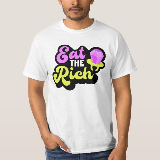 Eet de rijke 90's Diamond Ring Pop Funny Unisex T-shirt (Voorkant)