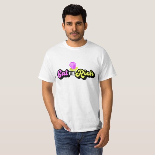 Eet de rijke 90's Diamond Ring Pop Funny Unisex T-shirt (Voorkant volledig)