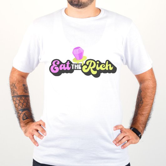 Eet de rijke 90's Diamond Ring Pop Funny Unisex T-shirt