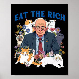 Eet de rijke Bernie Sanders Floral Cat Resist opni Poster