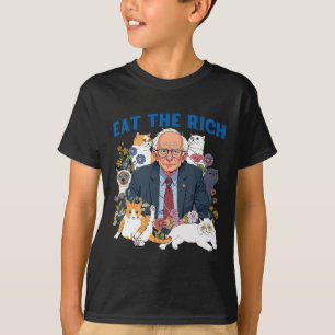 Eet de rijke Bernie Sanders Floral Cat Resist opni T-shirt