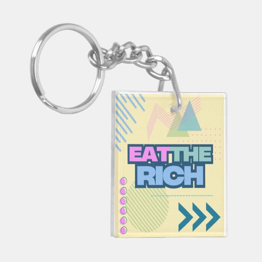 Eet de rijke jaren 90 Vibe Sleutelhanger (Voorkant Links)