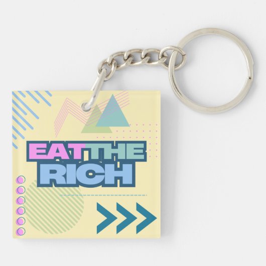 Eet de rijke jaren 90 Vibe Sleutelhanger (Achterkant)