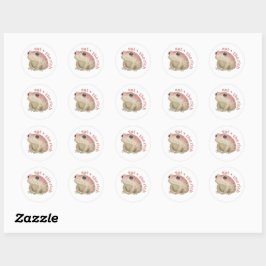 Eet de rijke - roze kikker ronde sticker
