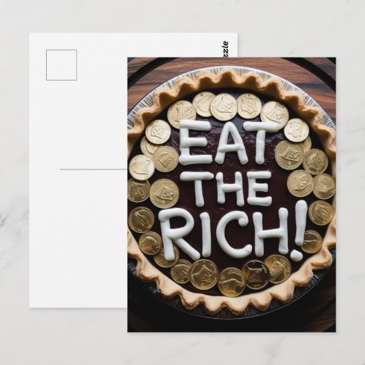Eet de rijke taart met gouden munten briefkaart (Voorkant / Achterkant)