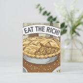 Eet de rijke taart van gouden munten briefkaart (Staand voorkant)