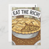 Eet de rijke taart van gouden munten briefkaart (Voorkant / Achterkant)