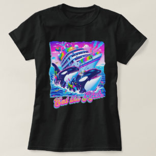 Eet de rijke walvis 90s Orca Whale Animal Yacht T-shirt