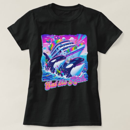 Eet de rijke walvis 90s Orca Whale Animal Yacht T-shirt (Design voorkant)