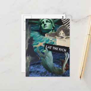 Eet de Rijken Mixed Media Collage Vrouwen en Vrijh Briefkaart