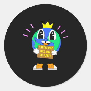 Eet de rijken zal de planeet aarde redden protest ronde sticker