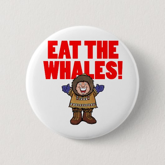Eet de walvissen ronde button 5,7 cm (Voorkant)