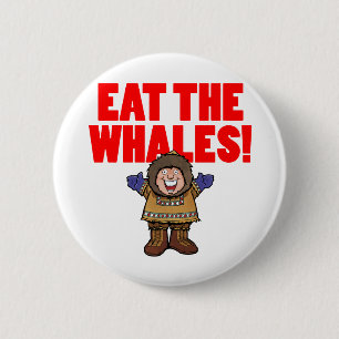 Eet de walvissen ronde button 5,7 cm