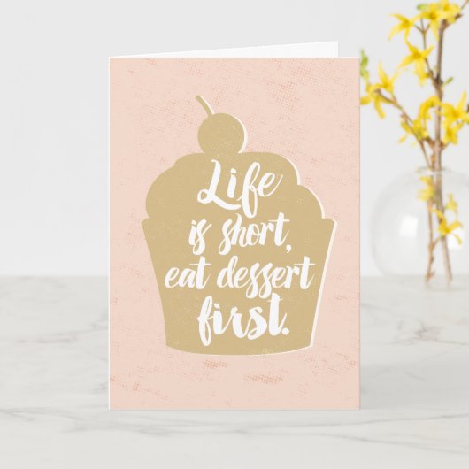 Eet dessert eerste Wenskaart Kaart (Gele Bloem)