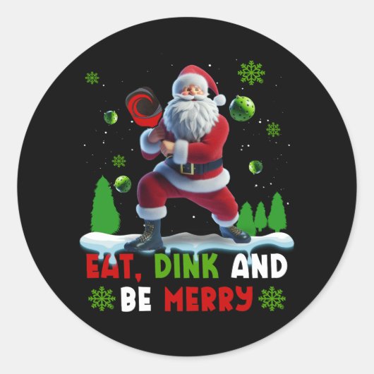 Eet Dink Be Merry Sinterklaas Pickleball Kerstmis Ronde Sticker (Voorkant)