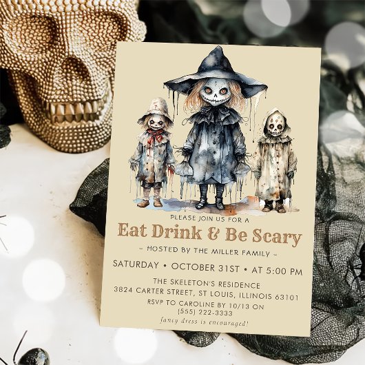 Eet Dink & Be Scary Halloween Party Kaart