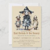 Eet Dink & Be Scary Halloween Party Kaart (Voorkant)