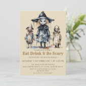 Eet Dink & Be Scary Halloween Party Kaart (Staand voorkant)