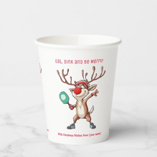 Eet Dink en wees vrolijk, Christmas pickleball Papieren Bekers (Links)