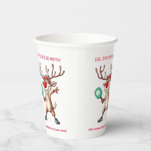 Eet Dink en wees vrolijk, Christmas pickleball Papieren Bekers (Rechts)