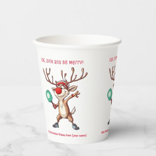 Eet Dink en wees vrolijk, Christmas pickleball Papieren Bekers (Voorkant)