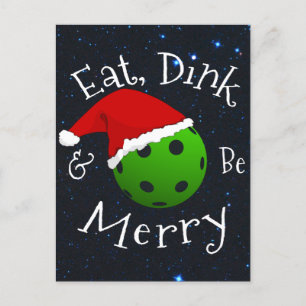Eet Dink en wees vrolijk Kerst Pickleball Feestdagenkaart