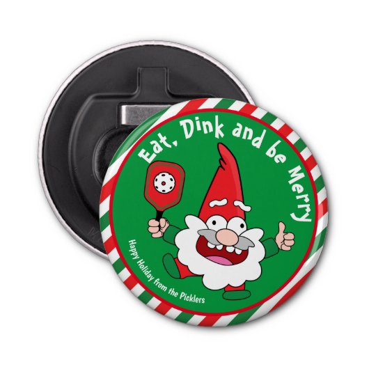 Eet, dink en wees vrolijk kerstbal button flesopener (Voorkant)