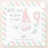 Eet, dink en wees vrolijk kerstbal glazen onderzetter (Achterkant)