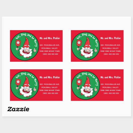Eet, dink en wees vrolijk kerstbal rechthoekige sticker (Vel)