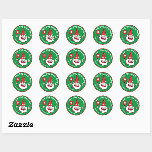 Eet, dink en wees vrolijk kerstbal ronde sticker (Vel)