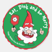 Eet, dink en wees vrolijk kerstbal ronde sticker (Voorkant)