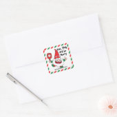Eet, dink en wees vrolijk kerstpickleball Squa Vierkante Sticker (Envelop)