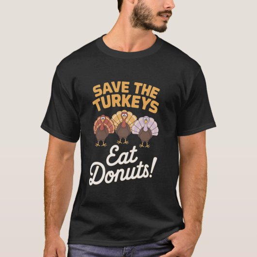 Eet donuts grappig T-shirt (Voorkant)