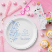 Eet drink aangepaste blauw vogelkooi bruiloft papieren bordje (Feest)