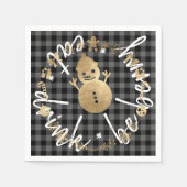 Eet Drink Be Berry Sneeuwman Kerst Buffel Grijs Servet (Voorkant)