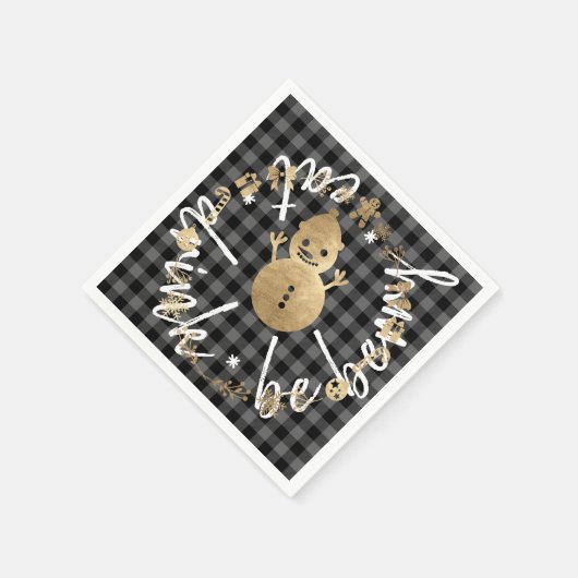 Eet Drink Be Berry Sneeuwman Kerst Buffel Grijs Servet (Hoek)