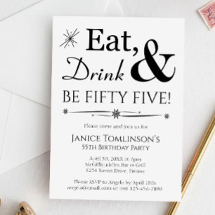 Eet Drink & Be Fifty Five Retro 55e Verjaardag Kaart
