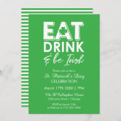 Eet, Drink & Be Irish Modern St. Patrick's Day Kaart (Voorkant / Achterkant)