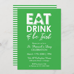 Eet, Drink & Be Irish Modern St. Patrick's Day Kaart