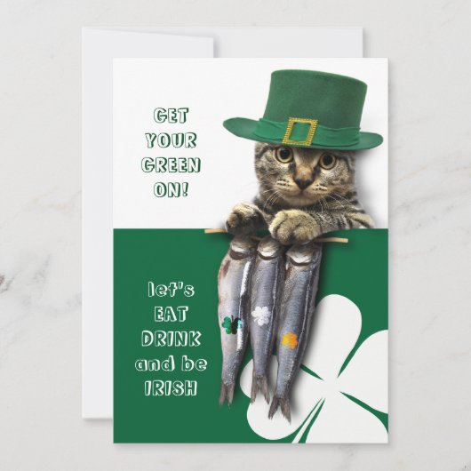 Eet, Drink & BE Irish St. Patrick's Day Party Kaart (Voorkant)