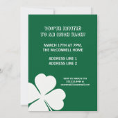 Eet, Drink & BE Irish St. Patrick's Day Party Kaart (Achterkant)