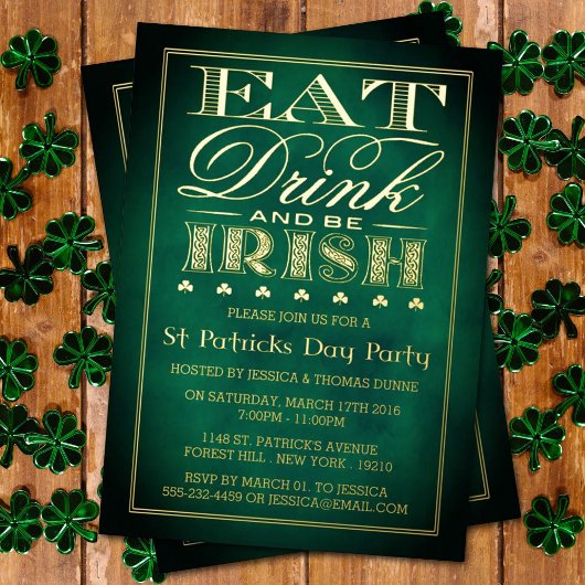 Eet, Drink & BE Irish St. Patrick's Day Party Real Folie Uitnodiging