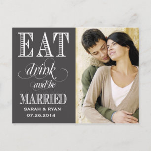 Eet Drink & Be Married Black Wedding Save the Date Aankondigingskaart