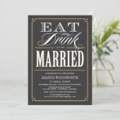 Eet Drink & Be Married Bruidsdouche Uitnodigingen (Staand voorkant)