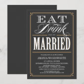 Eet Drink & Be Married Bruidsdouche Uitnodigingen (Voorkant / Achterkant)