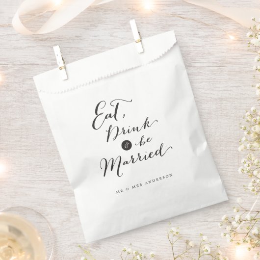 Eet Drink & Be Married Script Kalligrafie Bruiloft Bedankzakje (Geknipt)